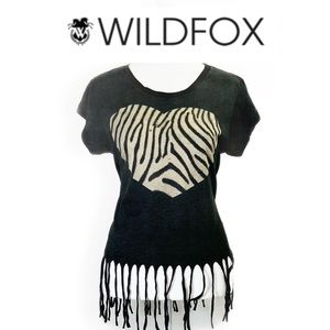 BOGO Wildfox Zebra Heart Fringed Top